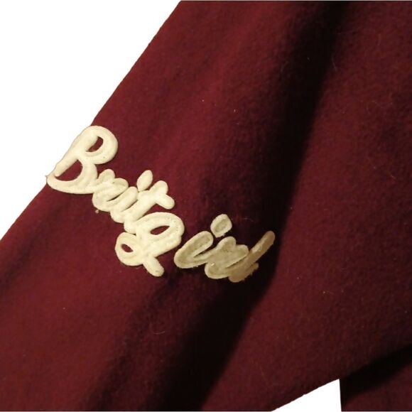 E Land maroon/white British Britgirl varsity club letterman preppy jacket size L - Picture 4 of 8